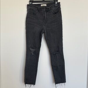 Madewell Women's Distressed Black Rinse High-Rise 9” Skinny Denim - 27P